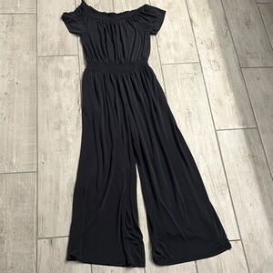 Anthropology’s Off-Shoulder Charcoal Jumpsuit